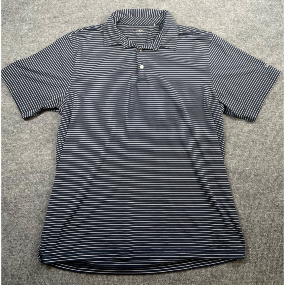 Walter Hagen Mens Striped Polo Shirt L Navy & White Athletic Sport Cool Stretch